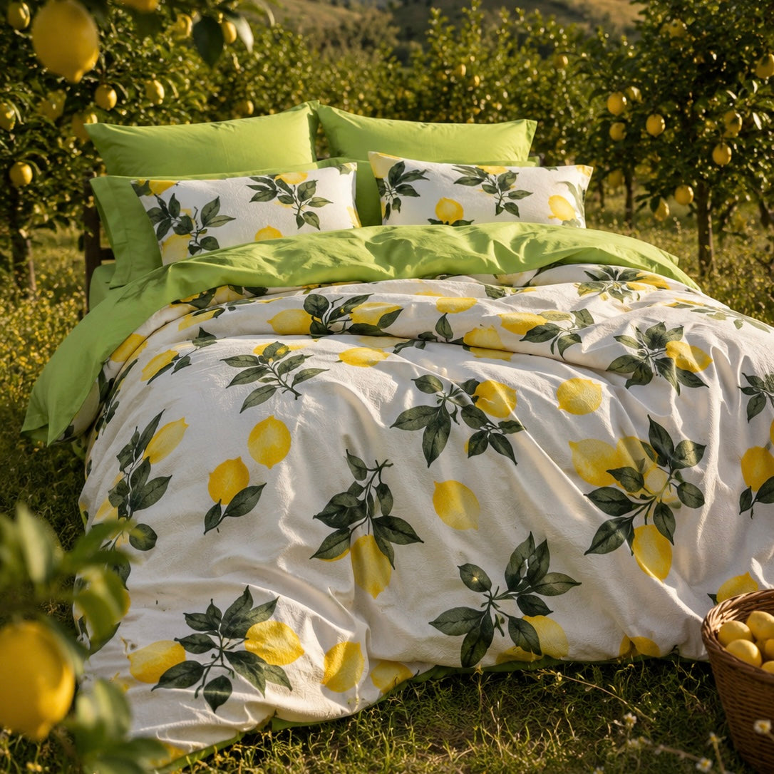 Спален комплект 2 в 1 с памучна завивка- Lemon breeze/лимон