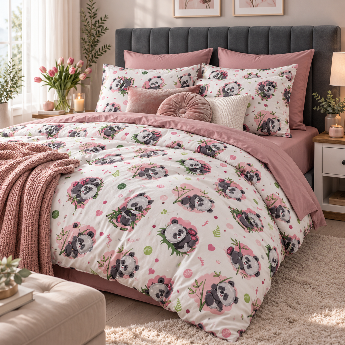 Спален комплект -премиум памук -Панди